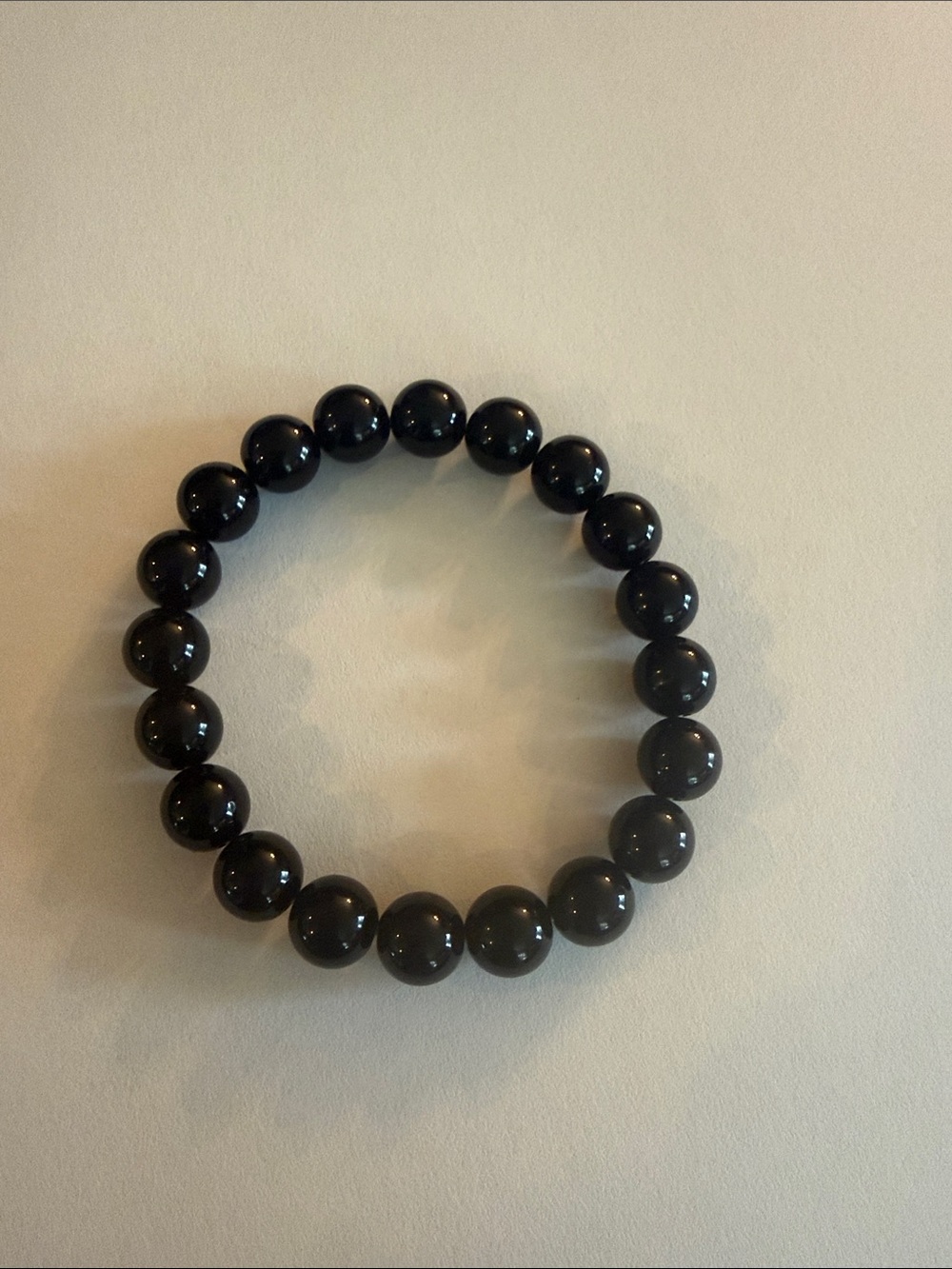 Men's Black Beaded Stretch Bracelet